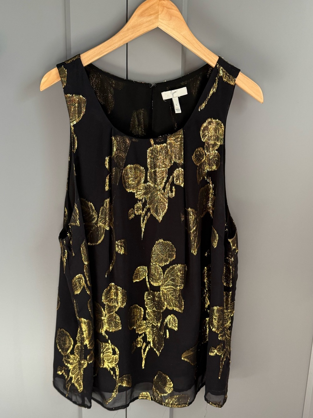 Joie Black & Gold Floral Sleeveless Blouse